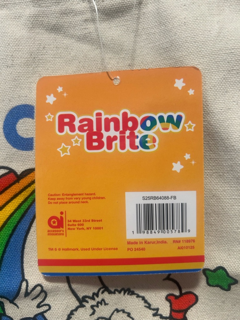 Rainbow Brite Hallmark Cream Canvas Tote “Every Color of Happy.” NWT - Picture 6 of 7